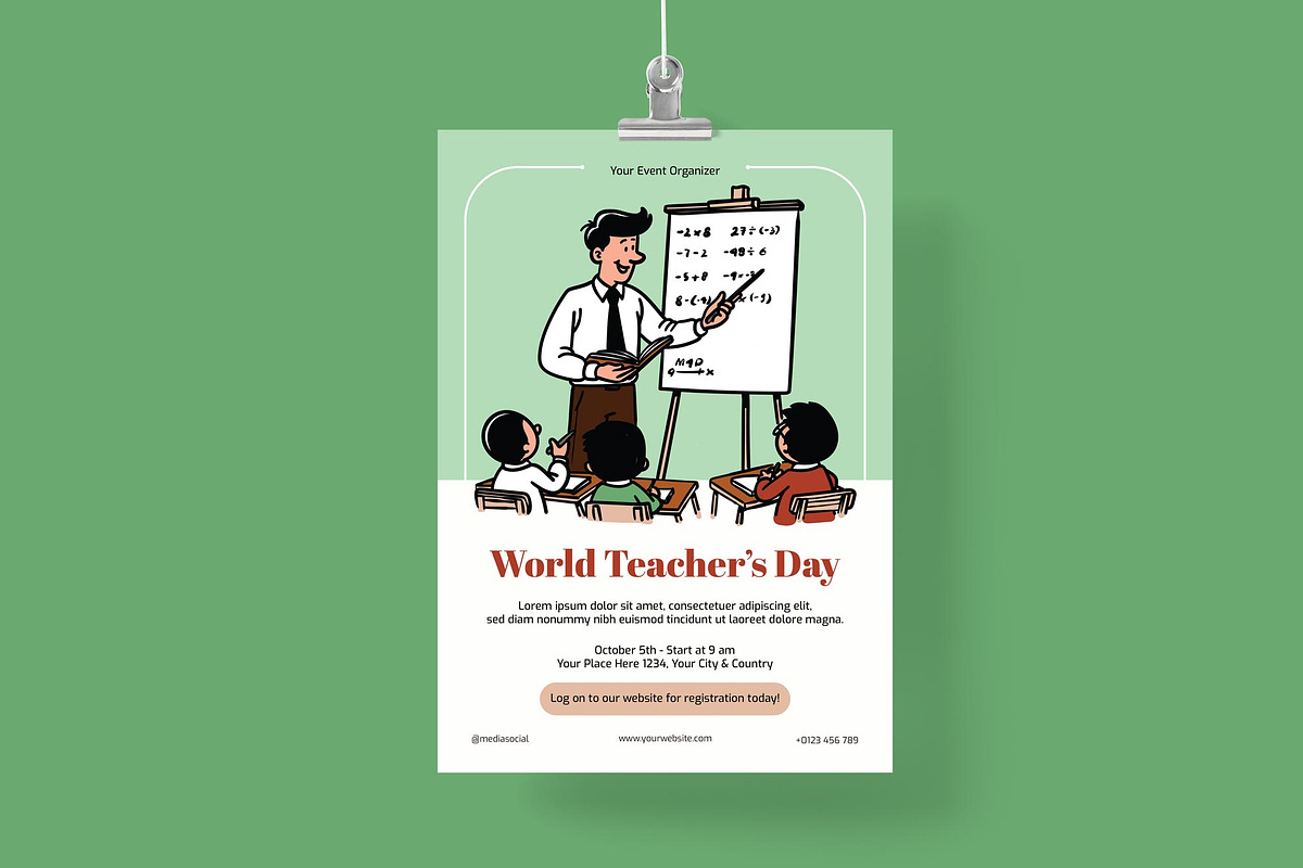 World Teacher’s Day Poster/ Flyer, a Flyer Template by Juru Rancang Graphic (Photo 1 of 3)