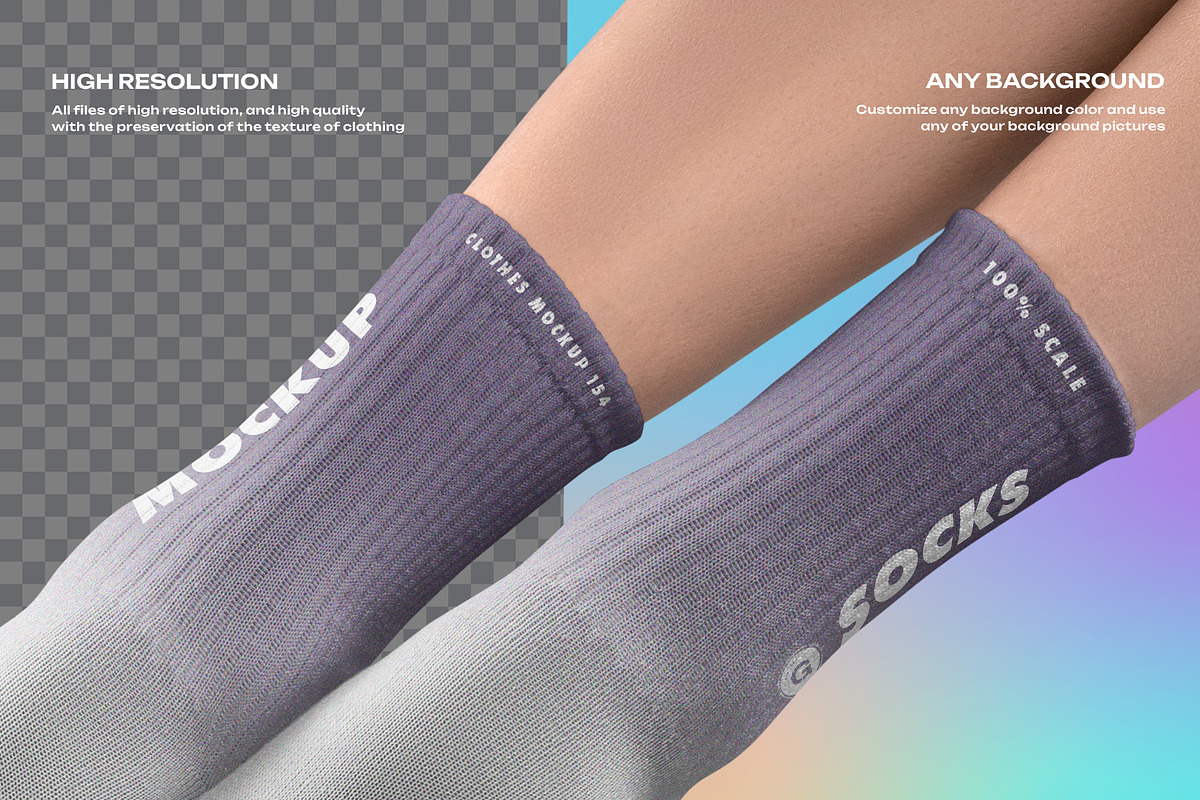 7 Medium Socks Mockup Female Leg, a Bottom Mockup by Grow Design Craft Studio (Photo 6 of 7)