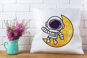 Cute Astronaut Planet Cartoon