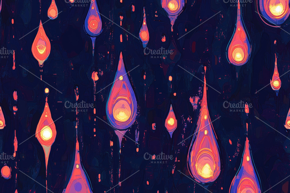 Seamless vibrant abstract pattern featuring colorful teardrop shapes in shades, a Pattern Graphic by Textures & Backgrounds