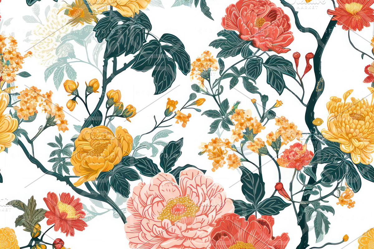 GEISHA GARDEN. Seamless Pack, a Texture Illustration by RefinedFantasyStudio (Photo 9 of 9)