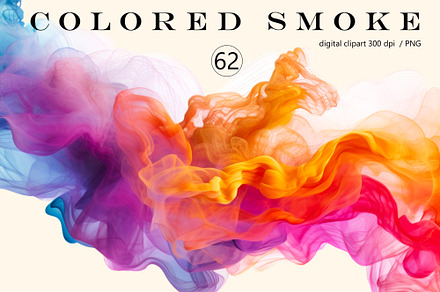 Colored smoke  Watercolor clipart, an Object Illustration by Hello My Print
