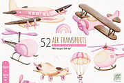 Watercolor Air Transport Clipart, a Transportation Illustration by TitaLivingArt (Thumbnail 10 of 10)