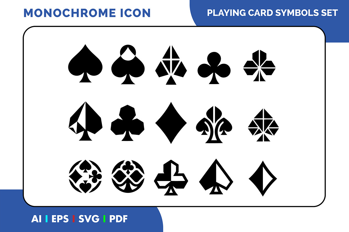 Playing Card Symbols Icon Set, a Solid Icon by Fontmine Studio (Photo 1 of 3)