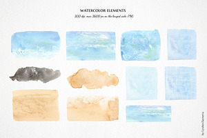 Watercolor Summer Beach Clipart