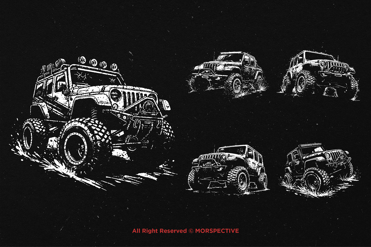 10 Bundle Dark Art Dirt Jeep Car Off, an Illustration by Morspective (Photo 3 of 7)