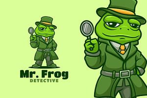 Detective Frog Cartoon Logo Design, a Branding & Logo Template by Gumrega Studio