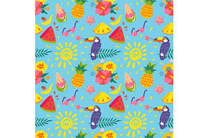 Summer Seamless Pattern. Pineapple