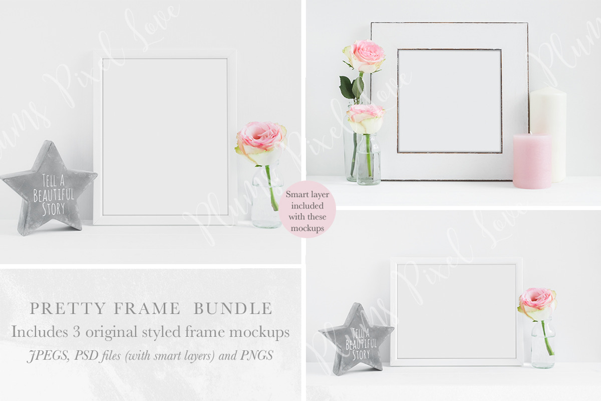 Floral Frame Mockups Mini Bundle, a Print Template by Plums Pixel Love (Photo 1 of 4)