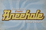 Kneehole - Old Script, a Script Font by Dharmas Studio (Thumbnail 1 of 10)