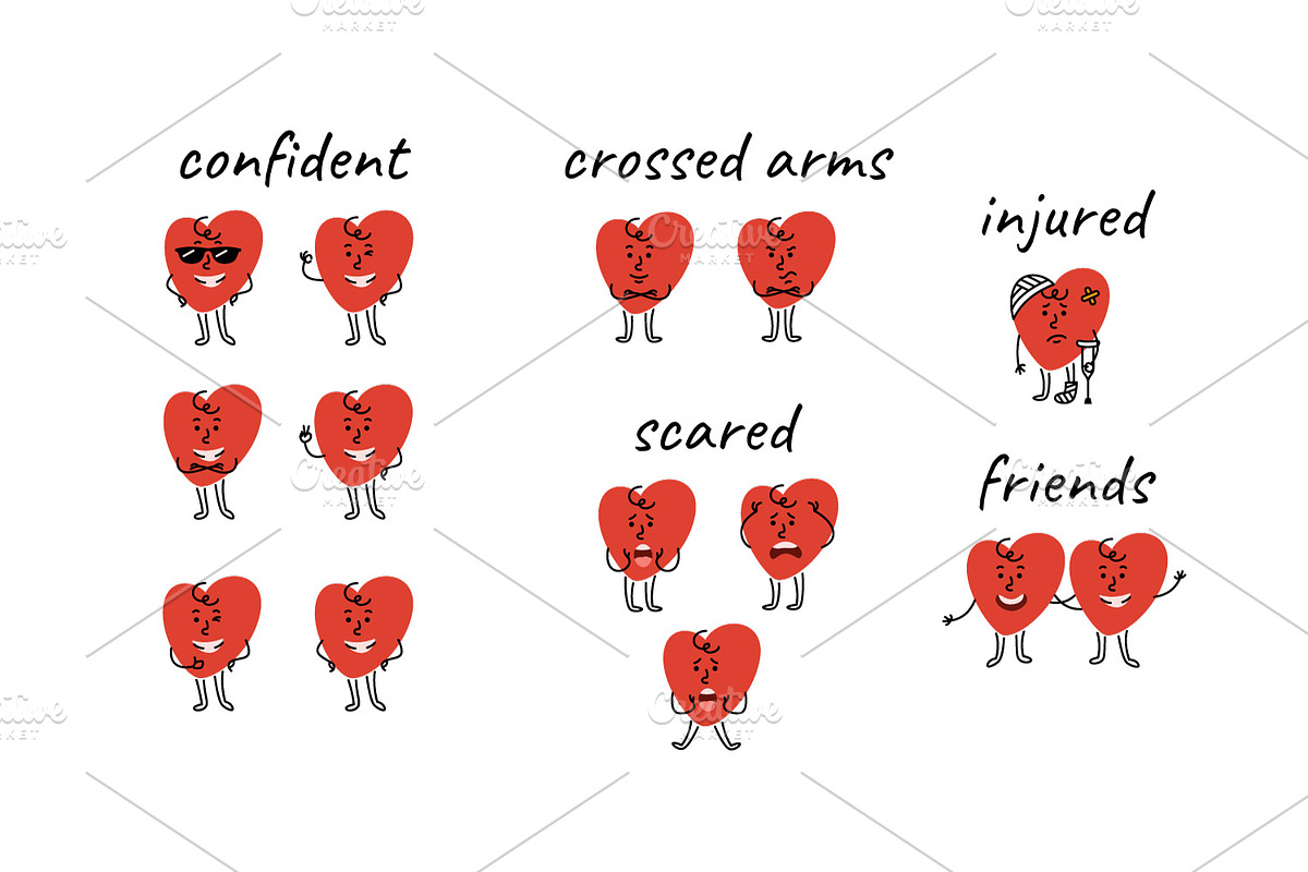 Cute Doodle Cartoon Heart Character, an Object Illustration by Vectorikart (Photo 3 of 3)