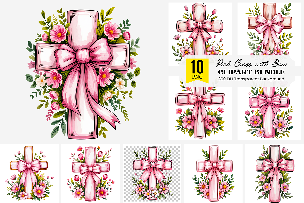 Pink Cross PNG Bundle, a Graphic by Clipart Studio (Photo 1 of 11)