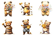 Bear and Bee Watercolor Clipart PNG, a Seasonal Illustration by Designking (Thumbnail 4 of 5)
