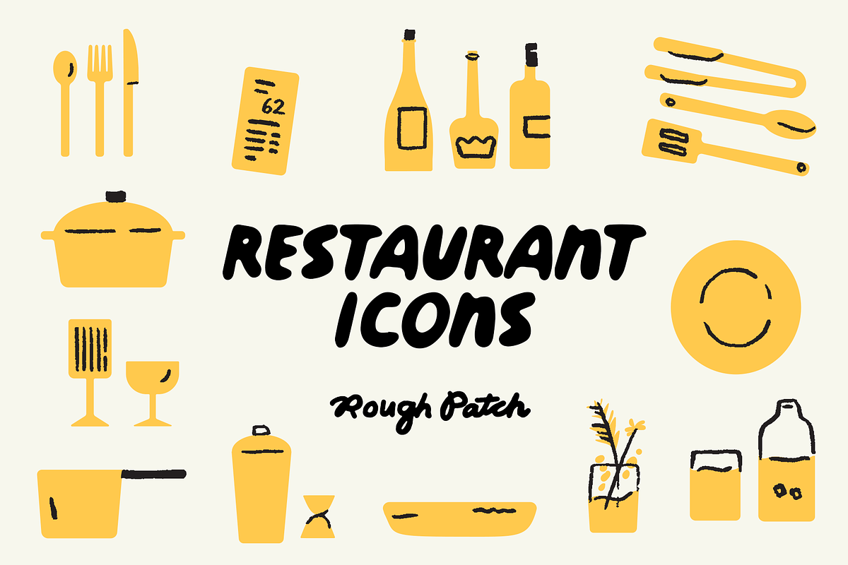 Playful Restaurant Icons | 2-color, a Duotone Icon by Rough Patch Studio (Photo 1 of 7)