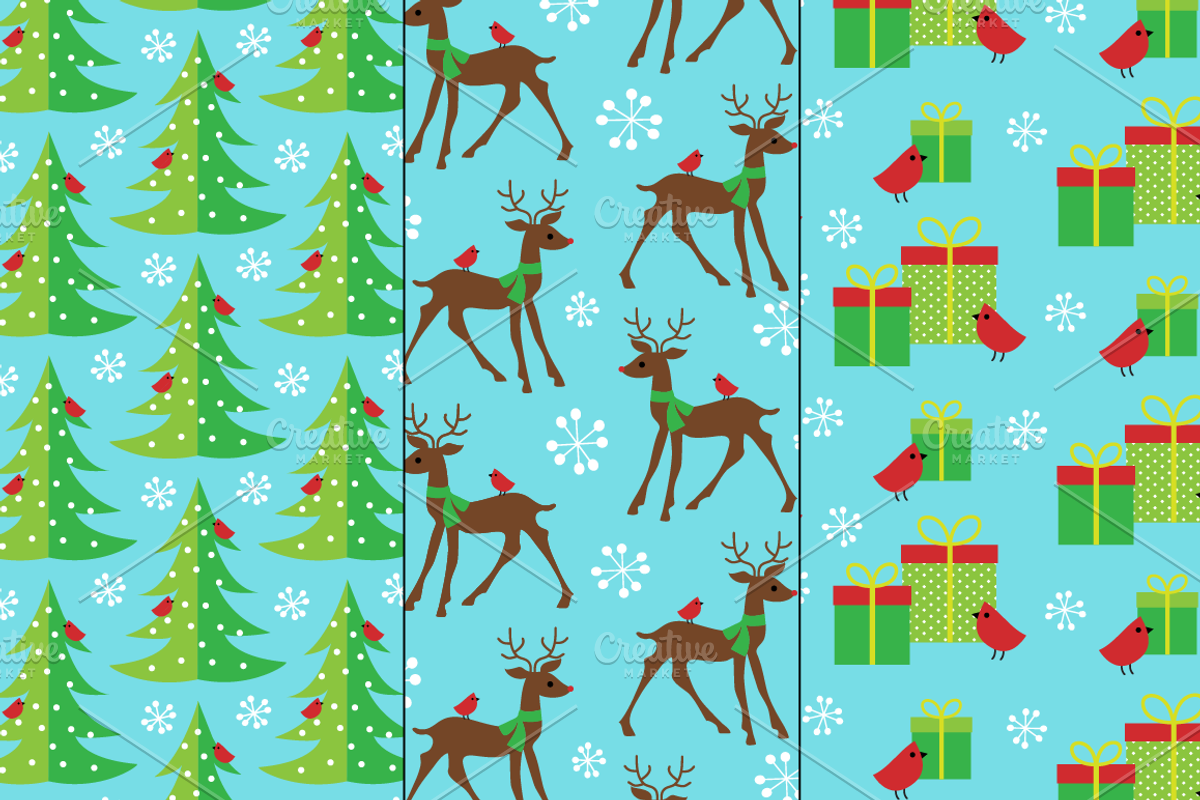 Deer Scene & Seamless Patterns preview 3