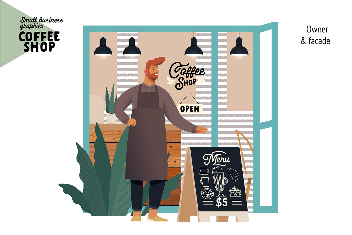 Coffee shop, Small business (vector), a Templates & Theme by Grivina's shop (Photo 4 of 20)