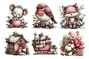 Rustic Woodland Christmas Clipart, a Seasonal Illustration by Creative Art (Thumbnail 4 of 7)