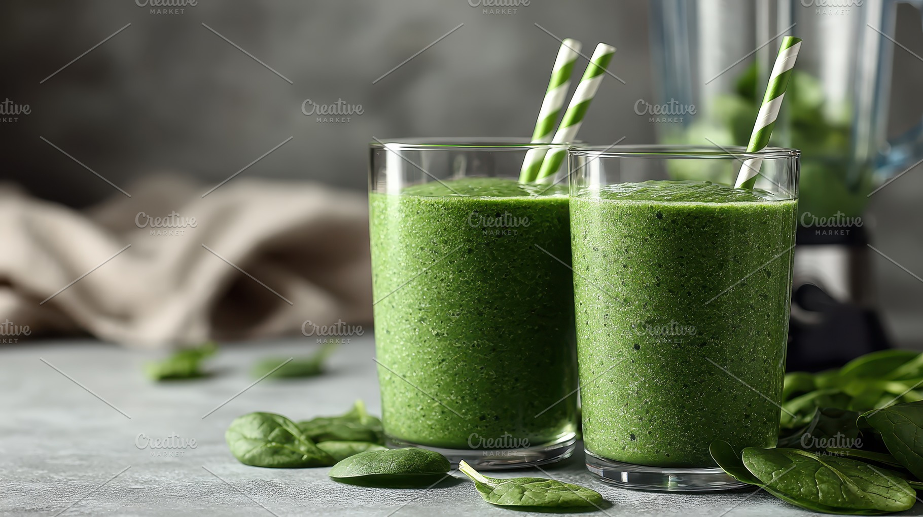 Refreshing Green Spinach Smoothies H, a Photo by Pixeness Studio