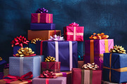 86 Gift boxes with ribbons and bows, a Holiday Photo by Handmadefont (Thumbnail 38 of 90)