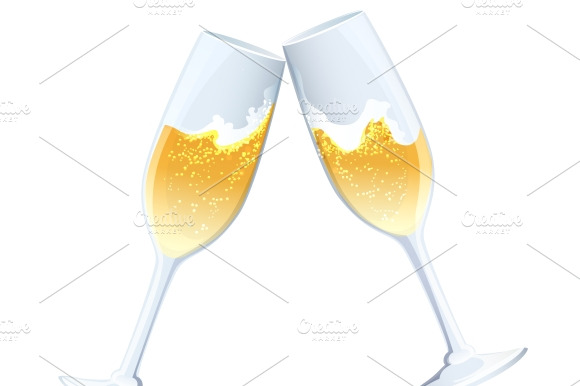 Flutes Of Golden Bubbly Champagne