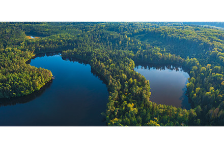 Aerial view of wild forest lake in, a Nature Photo by Lukas Jonaitis SHOP