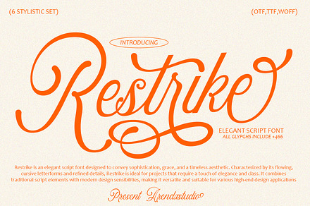 Restrike Elegant Script Font, a Script Font by Arendxstudio