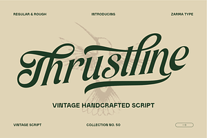 Thrustline - Vintage Script Font, a Script Font by Zarma Type