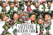 Valentine Holiday Girl Clipart, an Illustration by Daily.Designs (Thumbnail 1 of 5)