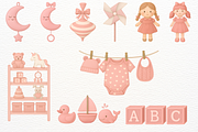 Newborn Baby Girl Nursery Clipart, an Object Illustration by SugarCloudStudioArt (Thumbnail 4 of 7)