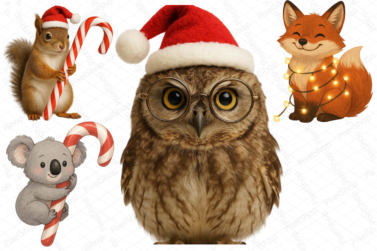 Christmas Animal Clipart Png, an Illustration by DreamPrint404 (Photo 3 of 3)