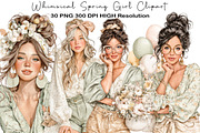 Whimsical Spring Girl Clipart, an Illustration by Black Bird Studio (Thumbnail 1 of 5)