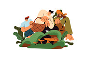 People collect mushrooms in forest, a Person Illustration by PaperTrident (Thumbnail 5 of 5)