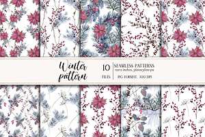 Winter seamless patterns