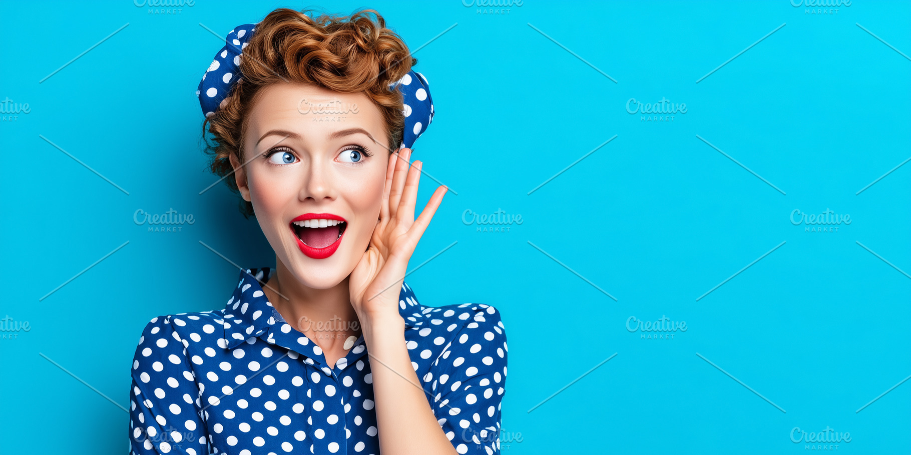 Surprised retro pin-up woman, a Person Photo by MistyDay