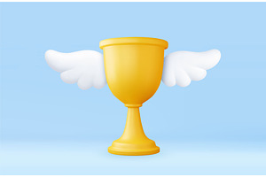 3d Golden trophy with white wings, a Sport Illustration by ModVector