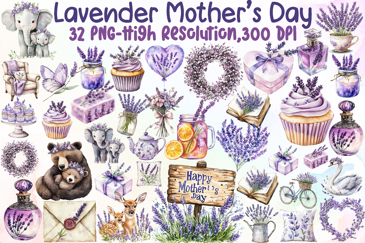 Lavender Mother s Day Clipart, an Illustration by Sublimation Artist (Photo 1 of 6)
