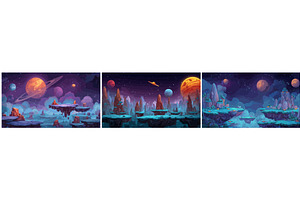 Space floating islands background, a Technology Illustration by Stock-Smart-Start