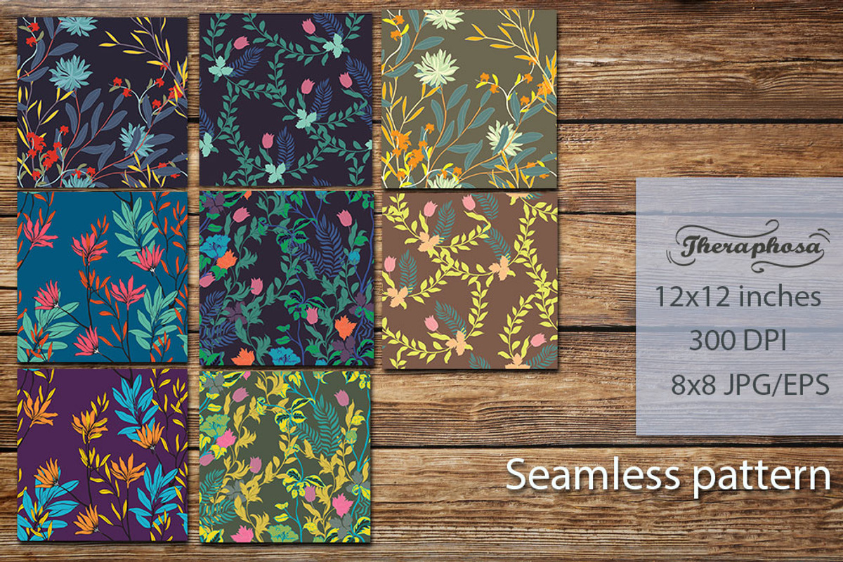 8JPG/EPS seamless floral pattern, a Pattern Graphic by Theraphosath (Photo 1 of 6)