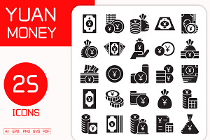 Yuan Cash Money Icons Set, a Finance Illustration by Designfour