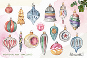 Christmas Decorations Watercolour, an Object Illustration by Bloomella (Thumbnail 2 of 6)