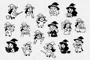 Cute halloween witch clipart set., a Decorative Illustration by kaisorn (Thumbnail 2 of 4)