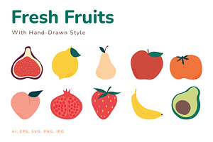 Fresh fruits vector set