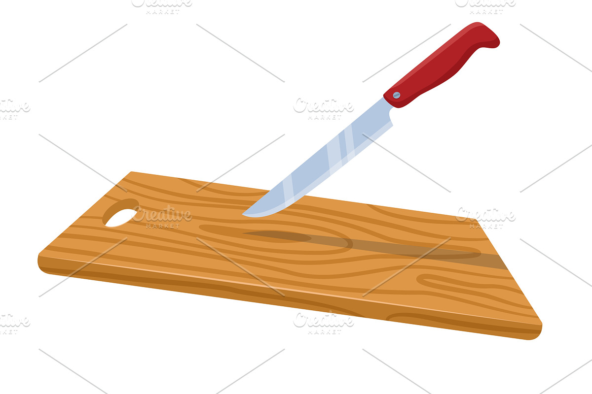 Cutting board with kitchen knife, a Food Illustration by Vectorbuum