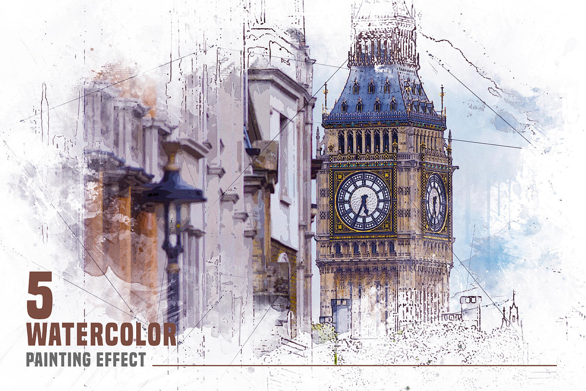 Urban Watercolor Photoshop Effect, a Brushes & More by INTENTFX (Photo 1 of 26)
