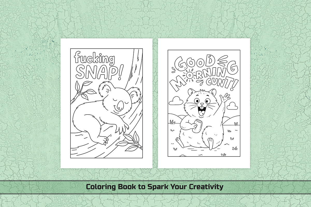 Funny Animal Swear Coloring Page, an Animal Illustration by DesignDevisers (Photo 3 of 5)