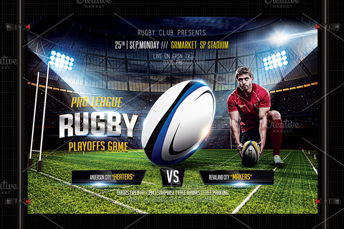 Rugby Flyer, a Flyer Template by Basez Flyers