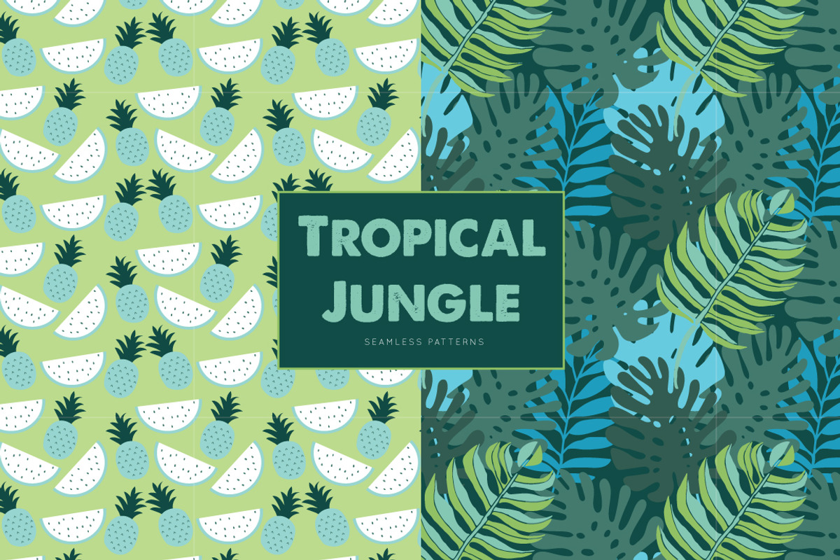 Tropical Jungle Seamless Patterns, a Pattern Graphic by illuztrate