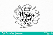 Master Chef PNG, Master Chef T-Shirt, an Illustration by Watercolor design (Thumbnail 1 of 3)