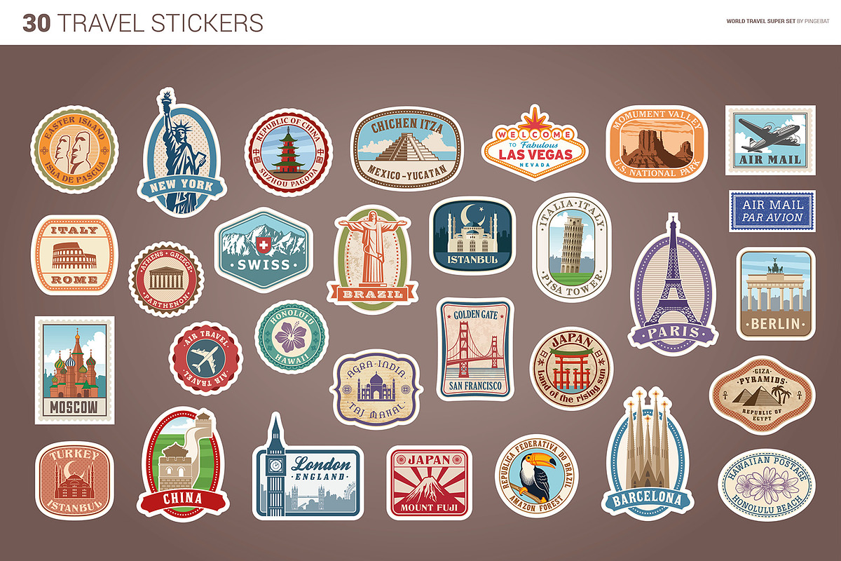 World Travel Super Set, a Texture Illustration by Pingebat (Photo 8 of 16)