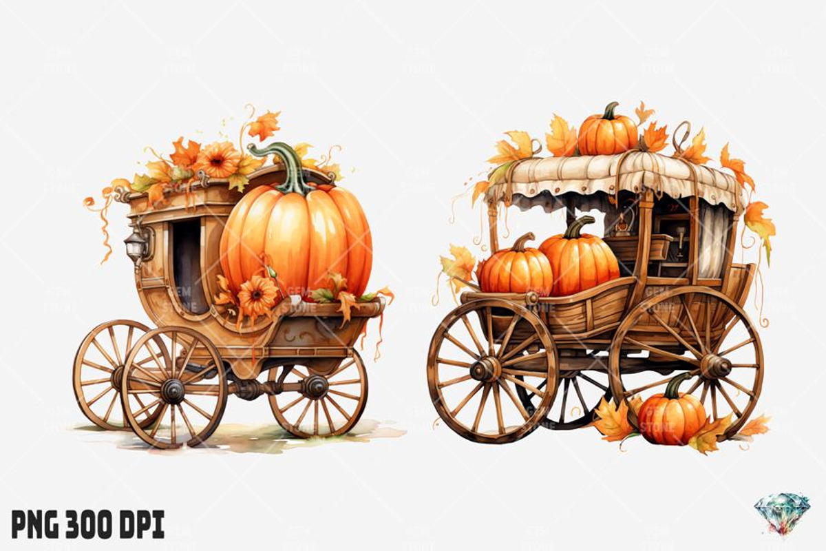 Pumpkin Chariot Watercolor, an Illustration by Gemstone (Photo 7 of 12)
